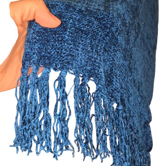 Royal Blue Scarf with Fringe - 100% Rayon - Picture 7 of 8